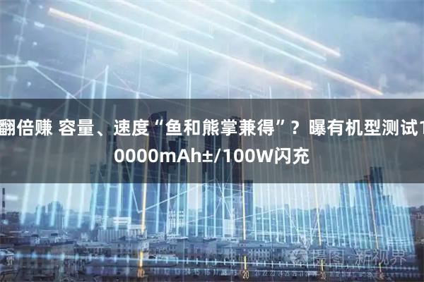 翻倍赚 容量、速度“鱼和熊掌兼得”？曝有机型测试10000mAh±/100W闪充