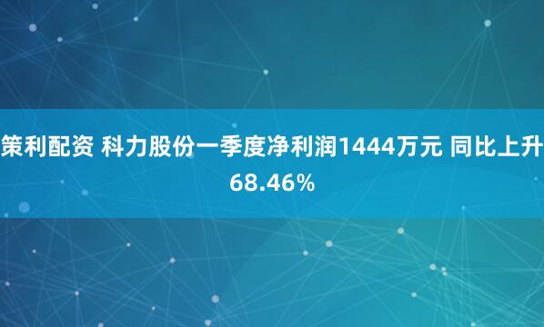 策利配资 科力股份一季度净利润1444万元 同比上升68.46%