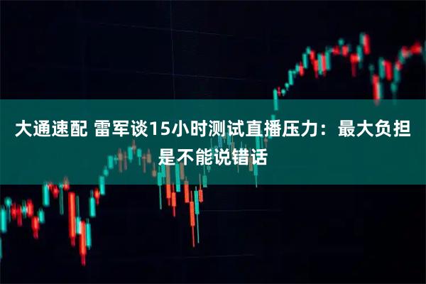 大通速配 雷军谈15小时测试直播压力：最大负担是不能说错话